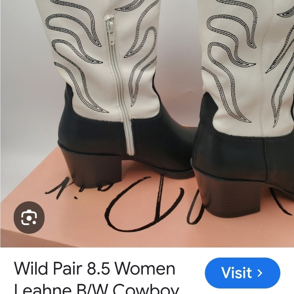 💕❣️Women Wild Pair White and Black Western Knee Boots Size 9 1/2 - NWOT💓❣️ - Picture 4 of 8